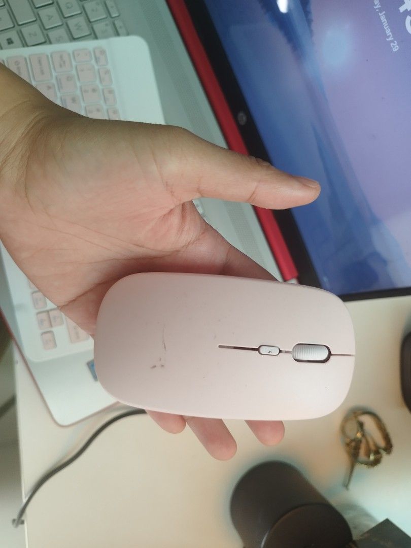 Wireless Keyboard and Mouse Set - Pink (Category: Computer Keyboard) located in Manila. Submitted by rrbr111 (Listing ID 1418466231, Image 1). Description: - Pink wireless keyboard and mouse set - Keyboard: Compact layout, pink keys, white body - Mouse: Ergonomic design, pink color - Stylish and functional set.