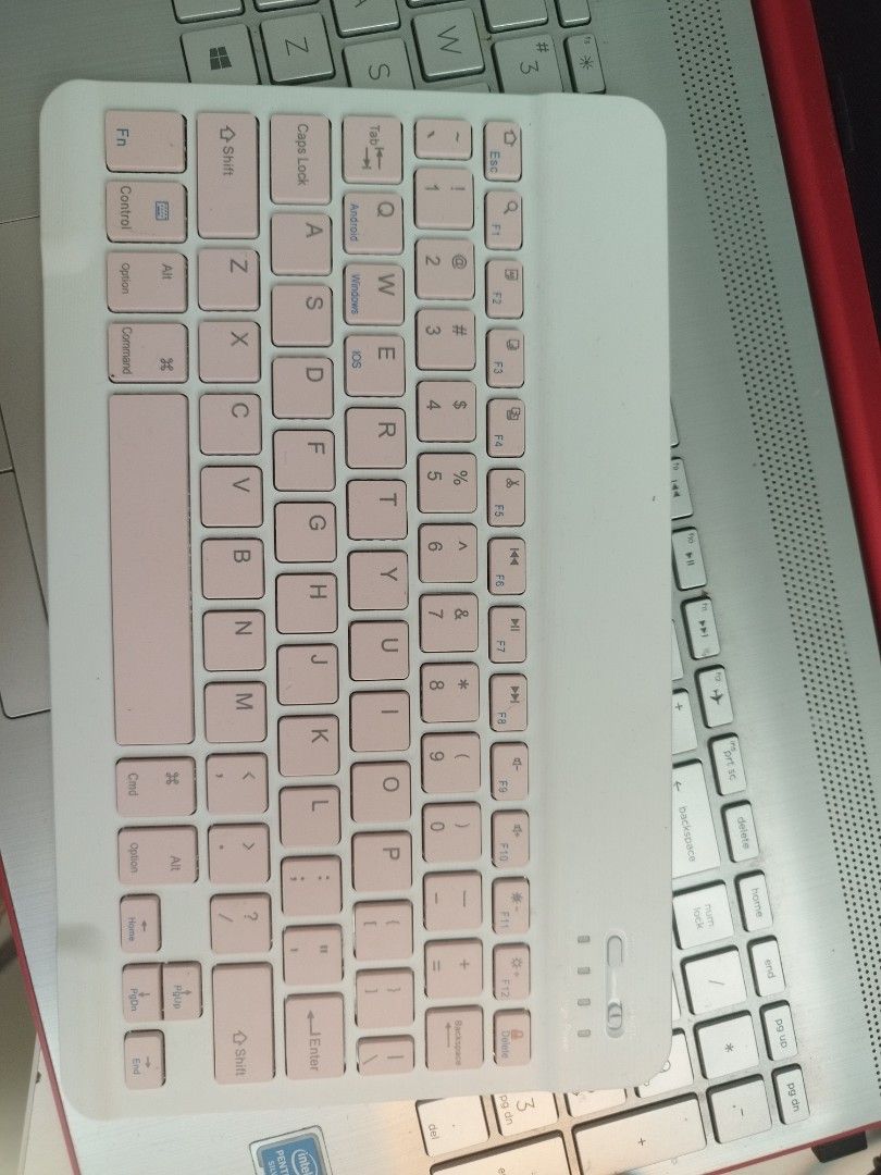 Wireless Keyboard and Mouse Set - Pink (Category: Computer Keyboard) located in Manila. Submitted by rrbr111 (Listing ID 1418466231, Image 3). Description: - Pink wireless keyboard and mouse set - Keyboard: Compact layout, pink keys, white body - Mouse: Ergonomic design, pink color - Stylish and functional set.