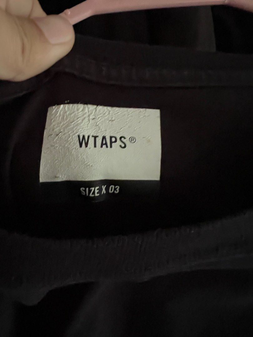 WTAPS Script Tee (Category: Tshirts & Polo Shirts) located in Singapore. Submitted by jayjayx (Listing ID 1418445862, Image 6). Description: Size 3 or L but oversized cutting, fits abit XL Authentic bought from HK a long time ago, hardly worn but size tag have some cracking due to wash and storage. Similar to neighborhood nbhd kinda vibes. .