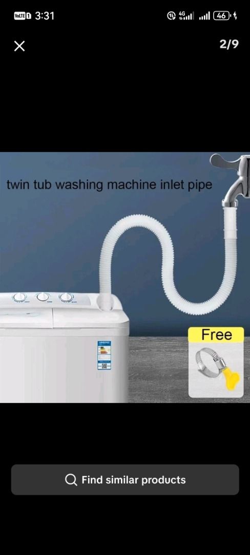 3 Meters Washing Machine Inlet Pipe with Clamp (Category: Washing Machines and Dryers) located in Mandaue City. Submitted by aizacosep (Listing ID 1413385405, Image 2). Description: Washing machine inlet pipe is suitable for semi-automatic washing machines, twin tub washing machines, and air conditioners. It can be bent to any angle and comes with a clamp to fix the interface. The pipe is explosion-proof and crack-proof. It is easy to install and