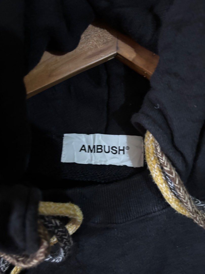 Ambush Black Hoodie multi cord (Category: Hoodies) located in Tayabas. Submitted by mandothriftss (Listing ID 1413243475, Image 3). Description: - Black Ambush hoodie - White logo on chest - Size 2 - Drawstring hood with rope detailing and metal clasp - Kangaroo pocket - Made in Japan.