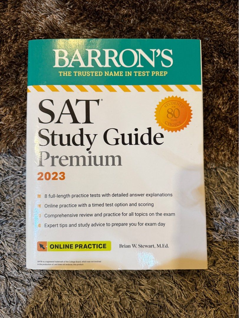 Barron's SAT Study Guide Premium 2023 (Category: Textbooks) located in Las Pinas. Submitted by slua19 (Listing ID 1413403794, Image 1). Description: Bought in Fully Booked for ₱2071 Slightly Negotiable Erased Pencil Marks on some pages but most pages are left blank.