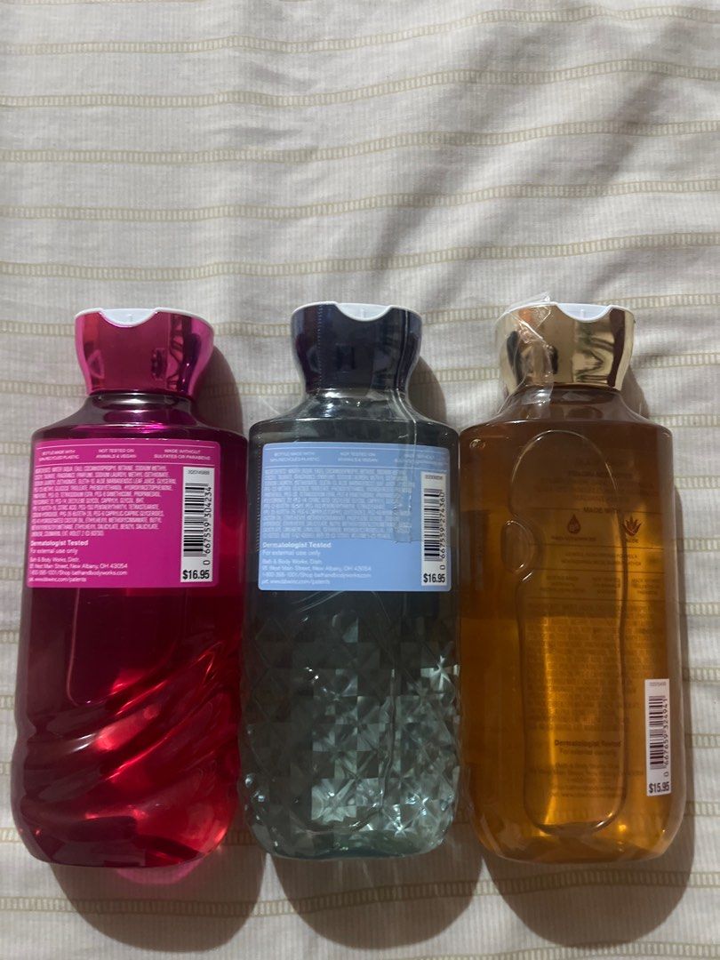 Bath & Body Works Body Wash (Category: Bath) located in Manila. Submitted by graceeeeee_ (Listing ID 1413399018, Image 2). Description: - Bath & Body Works Body Wash - scents: Perfect in Pink, Gingham, and In the Stars - Each bottle: 10 fl oz / 295 mL - Brand new, with original packaging - Ideal for gifting or personal use - Enjoy a refreshing shower experience with a variety of fragrances - sold per piece.