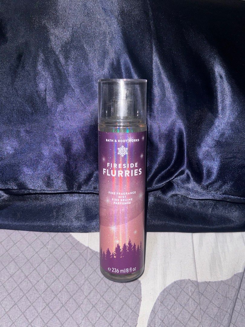 BBW - Fireside Flurries Mist (Category: Fragrance & Deodorants) located in Manila. Submitted by _margarette (Listing ID 1413433922, Image 1). Description: BATH & BODY WORKS “Fireside Flurries” •Full, Sprayed Once •236ml + authentic! •In my opinion, it’s stronger than other mists! • see photos for the scent notes • RFS: was my favorite mist before so I hoarded multiple bottles.