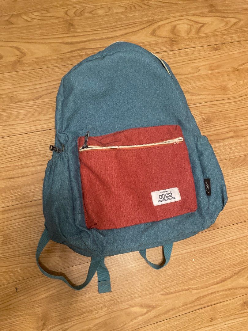 Cosé Denim Backpack (Category: Backpacks) located in Manila. Submitted by jasmoontea (Listing ID 1413289247, Image 1). Description: - Denim exterior with a stylish red front pocket. - Spacious main compartment for your essentials (with double zipper) - Adjustable straps for a comfortable fit. - Comfortable, padded back straps. - Convenient side pockets. - Interior lined with durable blue fabric. - Includes a small brand tag. - Price is still nego