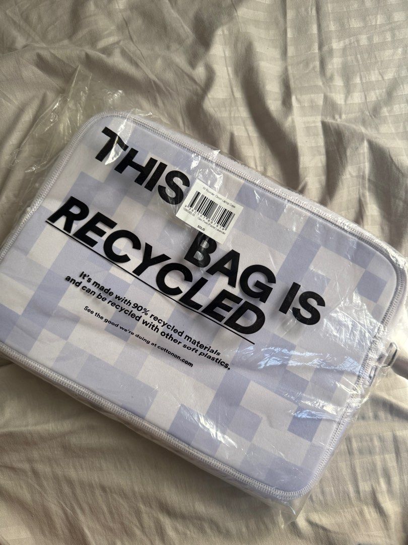 Cotton On Laptop Sleeve 13inch (Category: Laptop Bags & Sleeves) located in Trece Martires City. Submitted by kymconcepcion (Listing ID 1413234401, Image 2). Description: - Brand new Cotton On laptop sleeve - Made with 90% recycled materials - Stylish white and light blue checkered pattern - Secure zipper closure - Protects your laptop from scratches and damage - Comes in original packaging - Can ship via GGX (SF is not yet included).