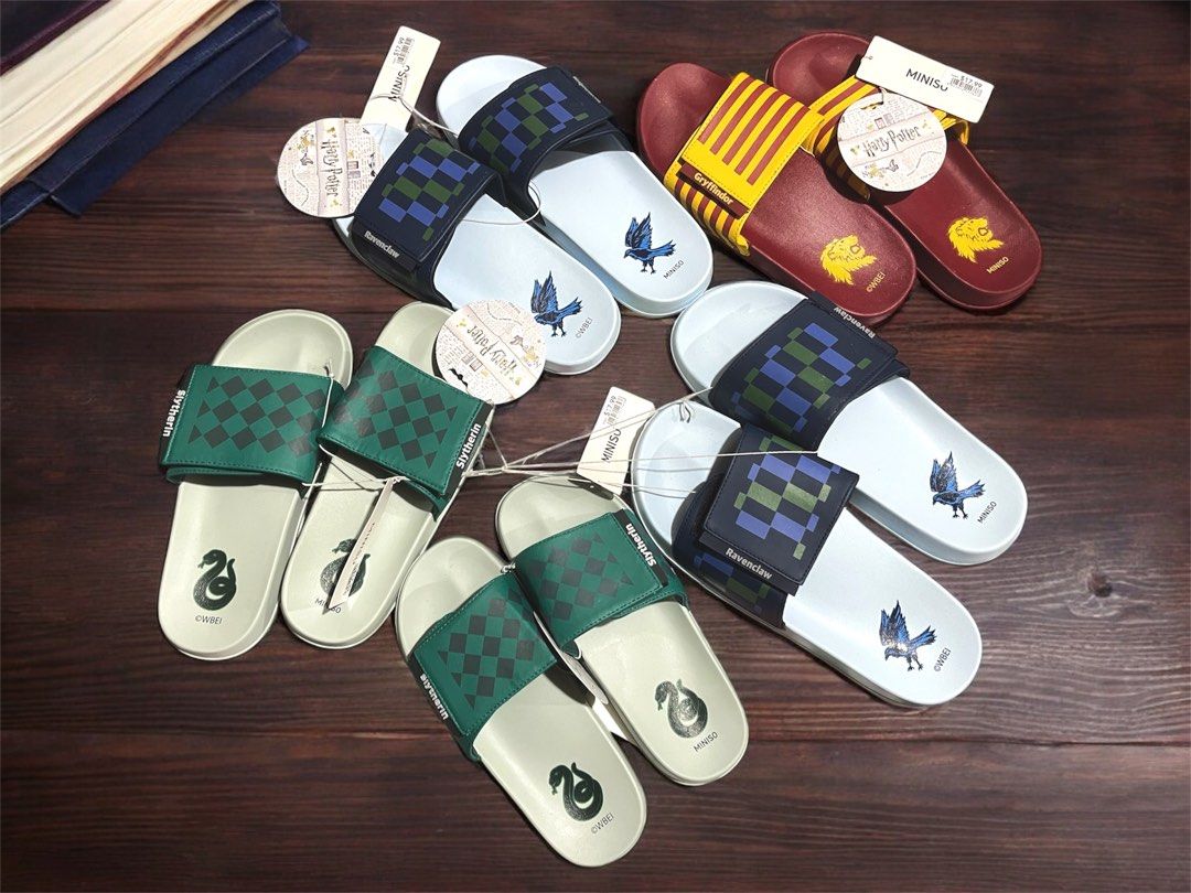 Harry Potter Slippers/Slides (Category: Slippers & Slides) located in Quezon City. Submitted by godspeed___ (Listing ID 1413427934, Image 1). Description: Available: Gryffindor, Ravenclaw, and Slytherin. - Brand new with tags - Purchased in San Francisco, USA 🇺🇸 - 17.99 USD on tags, selling below SRP Available in different sizes.
