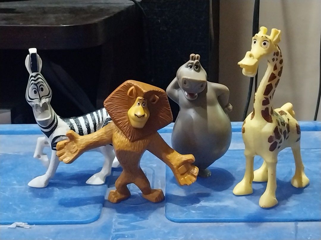 Madagascar Toy Set Bundle (Category: Figurines & Statues) located in Paombong. Submitted by boxoftoys01 (Listing ID 1413372218, Image 1). Description: - Set of four Madagascar movie character figures. - Includes Alex the lion, Marty the zebra, Melman the giraffe, and Gloria the hippo. - WYSIWYG - Payment through Gcash or GoTyme - Delivery can be through LBC or Lalamove - Stricly no cancellation after confirmation - Meetup at Robinson Malolos or V