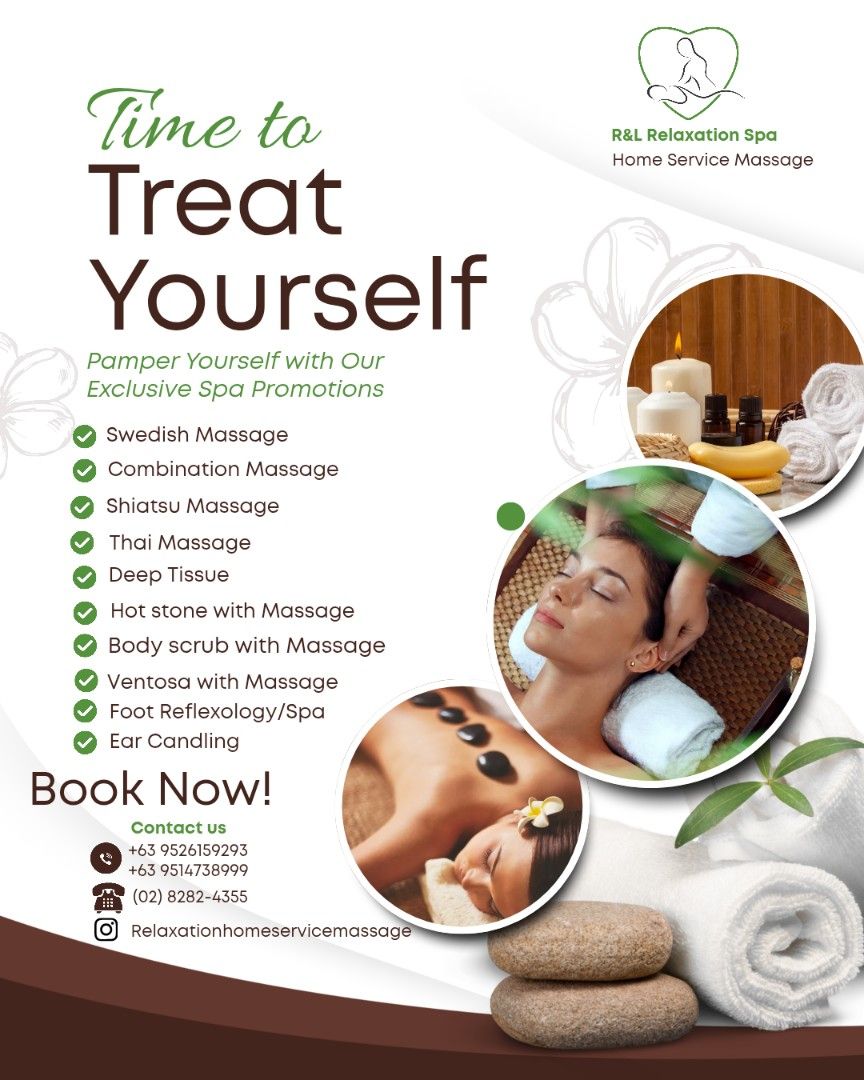 Massage Home Services in Manila (Category: Massage Devices) located in Makati City. Submitted by rlrelaxationspa11 (Listing ID 1413349526, Image 1). Description: ✅ Legit and Good Massage ✅ No Hidden Charges ✅ Strictly clean massage only 📌 Minimum hours required in some locations 📌 Monday to Sunday (1pm-2am).