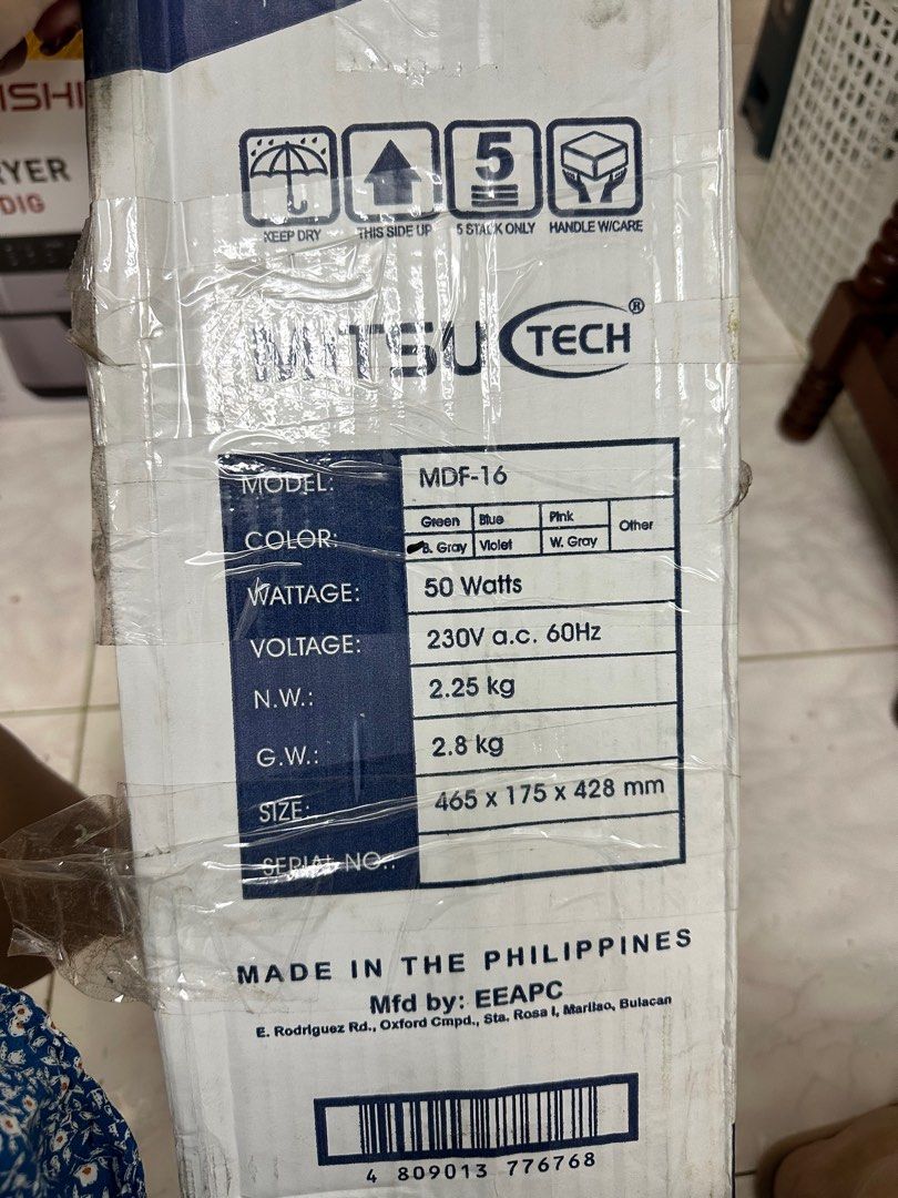 Mitsu Tech MDF-16 Desk Fan 16 Inches (Category: Fans) located in Manila. Submitted by nesyden (Listing ID 1413270881, Image 2). Description: Brand New Mitsu Tech 16” Desk Fan Orig Price: 1,733.00 *reason for selling: item gifted by supplier .
