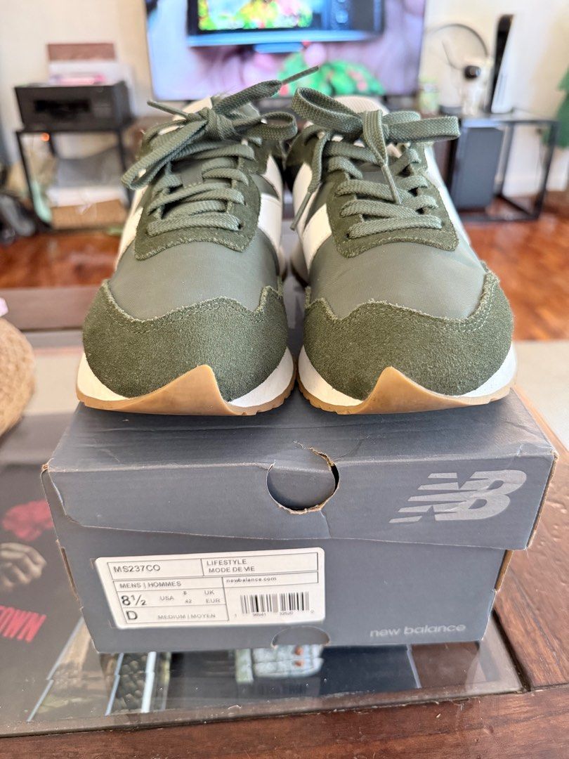 New Balance 237 Deep Olive Green (MS237CO) (Category: Sneakers) located in Makati City. Submitted by guioble (Listing ID 1413247097, Image 2). Description: Selling my personal pair of lightly used New Balance 237 Deep Olive Green. Size US 8.5 Rare colorway, not available locally. In good condition, worn ~10x. Comes in its original box. RFS: Decluttering Payment via BPI, GCash, or Maya. Shipping via Grab, Lalamove, J&T, or LBC at buyer’s expense. 