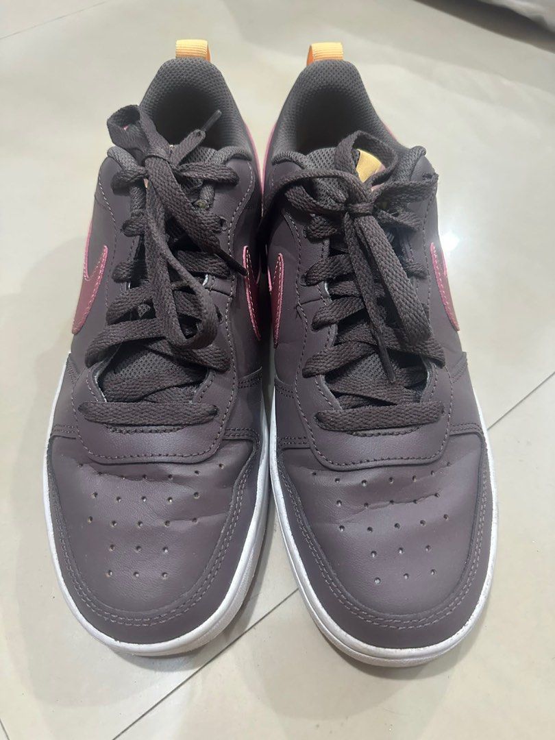 Nike Court Vision Low Sneakers (Category: Sneakers) located in Manila. Submitted by coco041516 (Listing ID 1413426148, Image 1). Description: - Nike Court Vision Low sneakers - Brown and pink colorway - White sole - Brown laces - Nike swoosh detail - Heel pull tab - Light-colored interior lining Size 9US women/7y men.