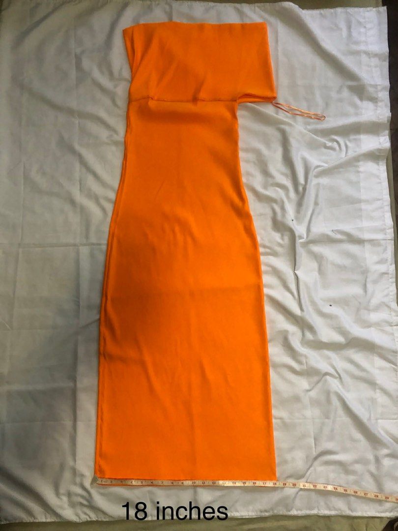 Orange Off-Shoulder Midi Dress (Category: Dresses) located in San Pedro. Submitted by offspaces__ (Listing ID 1413320204, Image 3). Description: - used only once - Orange Off-Shoulder Midi Dress - Size: M - Stylish off-shoulder design - Midi length - Perfect for special occasions.