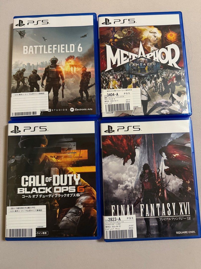 Ps5 games AAA (Category: PlayStation) located in Pasig City. Submitted by adnicolo (Listing ID 1413418520, Image 3). Description: Ps5 games super cheap rfs all games done. Gran turismo 7 (steelcase) 2.7k Metal gear solid snake eater - 2.3k Monster hunter wild 1.2k Yakuza like dragon 1k Dragonball sparking zero 2k Dragon dogma- 1780 1.2k Daemon x machina 2k Hogwart 1.3k Battlefield 6 3k Expedition 33 1.7k Borderland 4 2.3k Final fantasy xvi 1.3k M