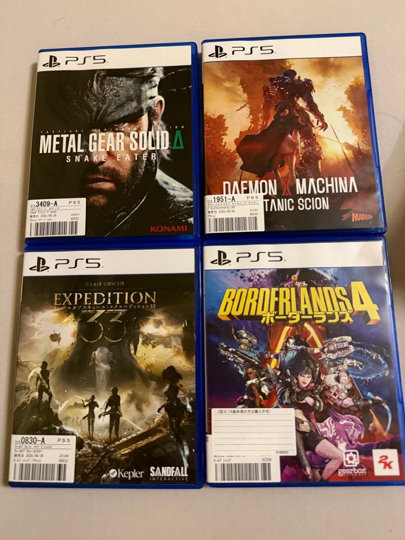 Ps5 games AAA (Category: PlayStation) located in Pasig City. Submitted by adnicolo (Listing ID 1413418520, Image 1). Description: Ps5 games super cheap rfs all games done. Gran turismo 7 (steelcase) 2.7k Metal gear solid snake eater - 2.3k Monster hunter wild 1.2k Yakuza like dragon 1k Dragonball sparking zero 2k Dragon dogma- 1780 1.2k Daemon x machina 2k Hogwart 1.3k Battlefield 6 3k Expedition 33 1.7k Borderland 4 2.3k Final fantasy xvi 1.3k M