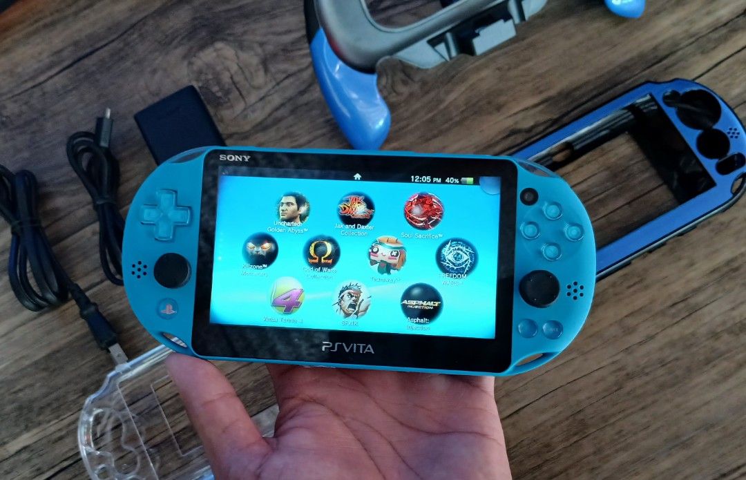 PS VITA SLIM 2000 ( AQUA BLUE ) (Category: PlayStation) located in Paranaque City. Submitted by gideon_dawn (Listing ID 1413389328, Image 3). Description: PS VITA SLIM (NEGO) You can play PS1, PSP and PS VITA games Condition: - Good Condition - Working Camera Front/Rear - All Button Working & crisp - rear touch pad are working - No Ghost movement/Ghost Touch - 64GB - Jailbroken - Sound system 10/10 - Kinis 10/10 - Lalaruin mo nalang po Ma 'am & S