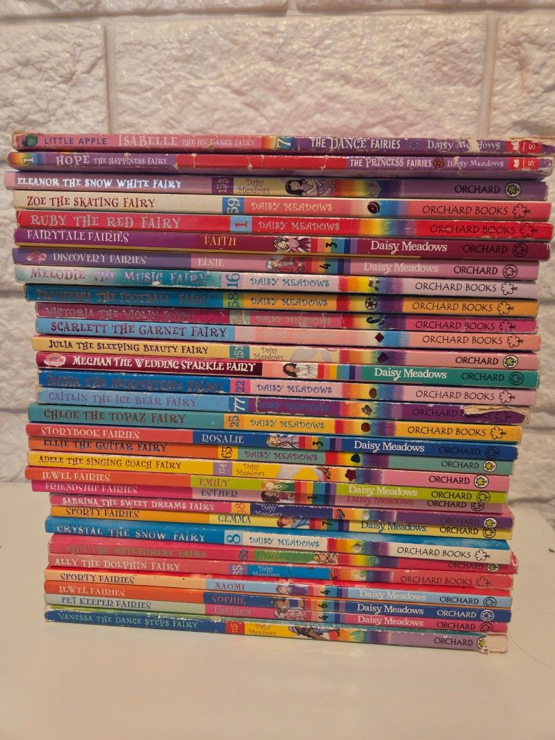 Rainbow Magic Fairy Books 3 for 100 (Category: Children's Books) located in Taguig. Submitted by neenaj_new (Listing ID 1413321057, Image 2). Description: Collection of Rainbow Magic Fairy books by Daisy Meadows. Titles include "Isabelle the Ice Dance Fairy", "Hope the Snow Fairy", "Ruby the Red Fairy", and many more. The books are in English and suitable for young readers..