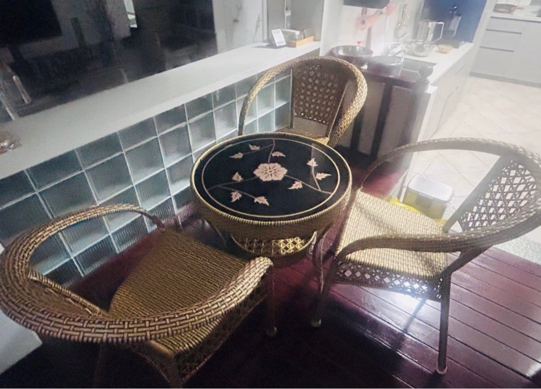 Table Set - 1 Table and 3 Chairs, Furniture & Home Living, Outdoor ...