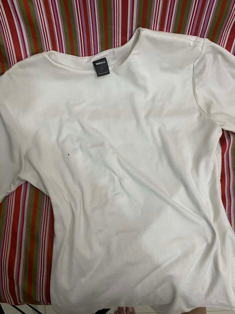 MERA RENATA TOP (Category: Shirts) located in Manila. Submitted by declutt3rwaya (Listing ID 1413412342, Image 3). Description: mera renata top - large, has small red stain as indicated in the photo south cal loc gcash payment jnt/lalamove shipping.
