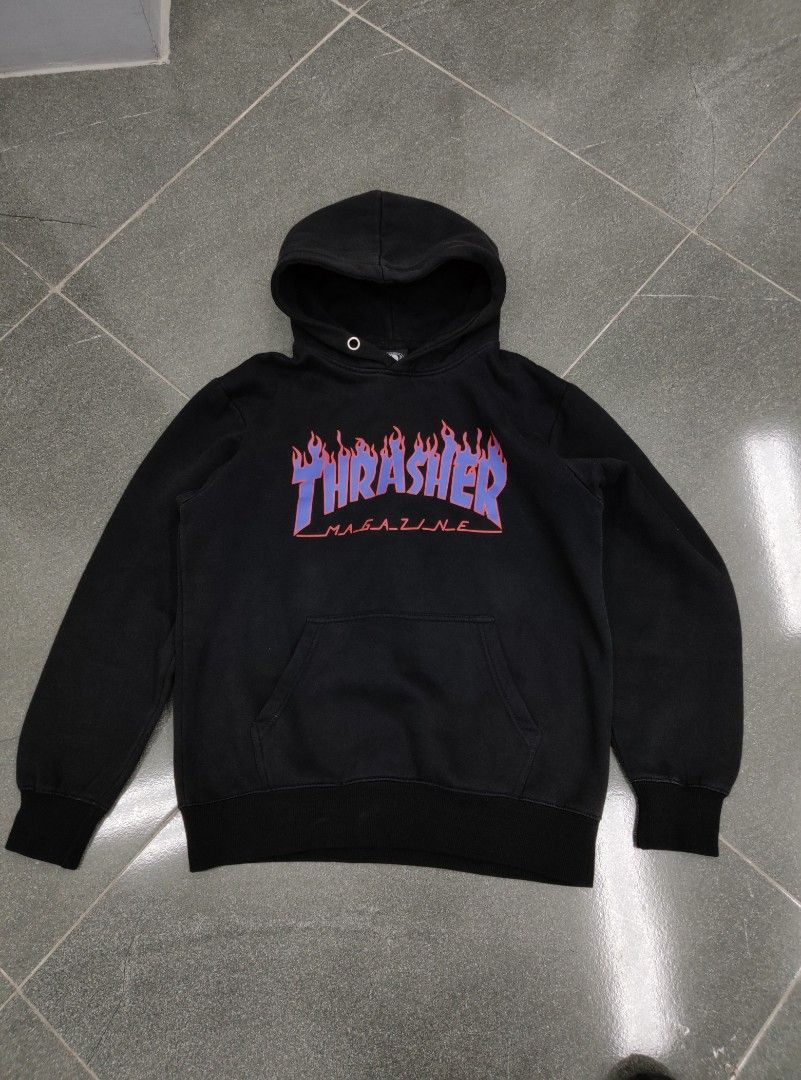 Thrasher Magazine Hoodie (Category: Hoodies) located in Tanza. Submitted by greencycle_goods (Listing ID 1413317210, Image 1). Description: 🔥 THRASHER FLAME JACKET - Iconic Skate Style, Bold Look! 🔥 Crank up your streetwear game with this legendary Thrasher jacket — perfect for showing off your love for skate culture while staying warm and stylish. - Size: Fits accordingly (dimensions 21x26 inches) ​ - Fit: Hooded (features front pocket and sig