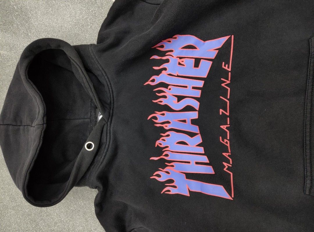 Thrasher Magazine Hoodie (Category: Hoodies) located in Tanza. Submitted by greencycle_goods (Listing ID 1413317210, Image 2). Description: 🔥 THRASHER FLAME JACKET - Iconic Skate Style, Bold Look! 🔥 Crank up your streetwear game with this legendary Thrasher jacket — perfect for showing off your love for skate culture while staying warm and stylish. - Size: Fits accordingly (dimensions 21x26 inches) ​ - Fit: Hooded (features front pocket and sig