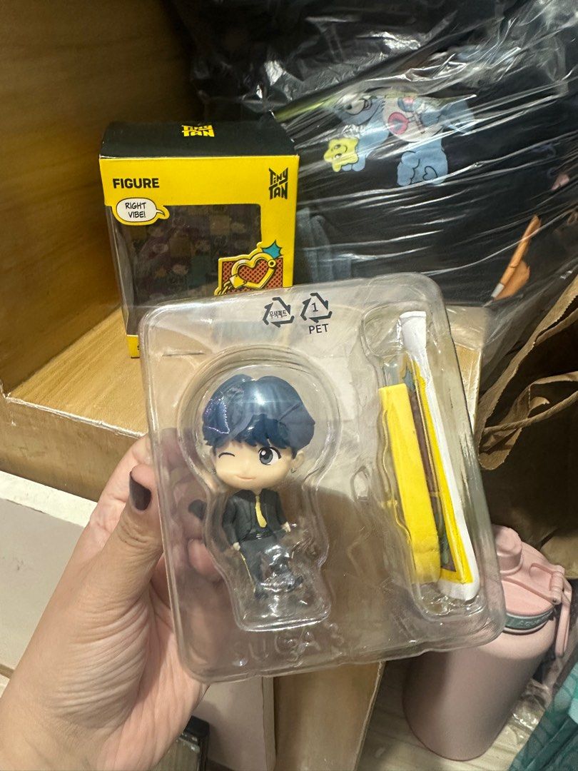 BTS TinyTAN Figure Butter - Suga (Category: Designer & Blind Box Toys) located in Taguig. Submitted by yhelmin (Listing ID 1413292870, Image 3). Description: ✨TinyTAN Suga Butter Figure ✨I think missing lang yung pang backdrop nya na dinidikitan ng sticker 💵 Bank Transfer or Gcash 🛵 Grab or Lalamove only please 🙏🏼.
