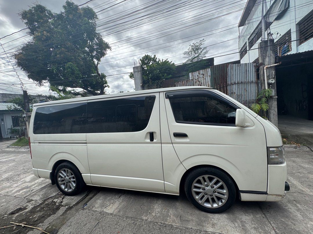 Toyota Hi Ace 3.0 Manual (Category: Used Cars) located in Manila. Submitted by personalprelovedmnl (Listing ID 1413284311, Image 3). Description: 2020 Model Manual transmission 3.0 Diesel engine 75km Odometer Casa maintained First owner Owner Seller Complete original papers Updated registration Ending plate - 2 Converted to 3 rows Leather off white seats with headrest 17 inch mags and tires Android head unit - Navitopia Dash cam Handle bar Floor 