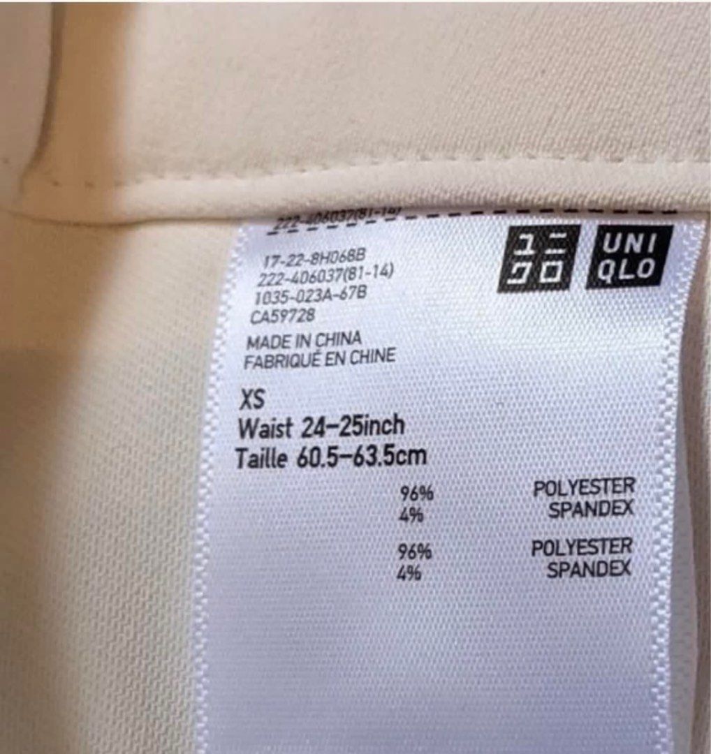 Uniqlo White Culottes XS (Category: Other Bottoms) located in Quezon City. Submitted by WizeSpender (Listing ID 1413262701, Image 2). Description: - Uniqlo White Culottes - Size: XS - Waist: 24-25 inches / 60.5-63.5cm - Features: Wide-leg design - Material: Polyester and Spandex blend - Made in China.