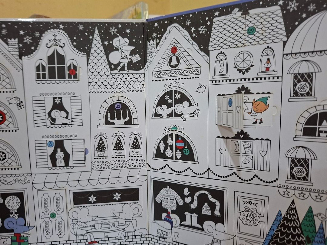Usborne Advent Calendar to Colour (Category: Children's Books) located in Pasig City. Submitted by loisegems (Listing ID 1413377323, Image 3). Description: - Usborne Advent Calendar to Colour - Festive design with houses and doors - Designed for coloring - Unused and ready for the holidays.