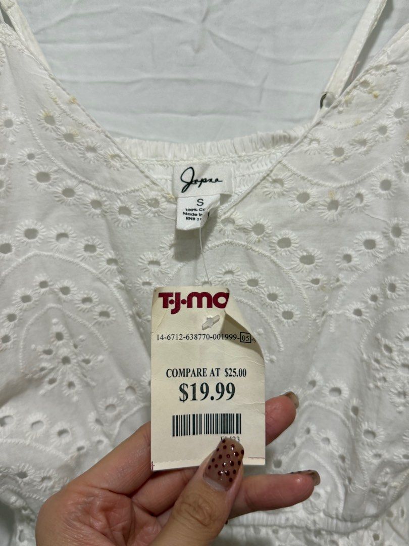 White Eyelet Dress - Size S (Category: Dresses) located in Paranaque City. Submitted by vjau_ (Listing ID 1413394296, Image 3). Description: Brand new with tags but has minor stains .