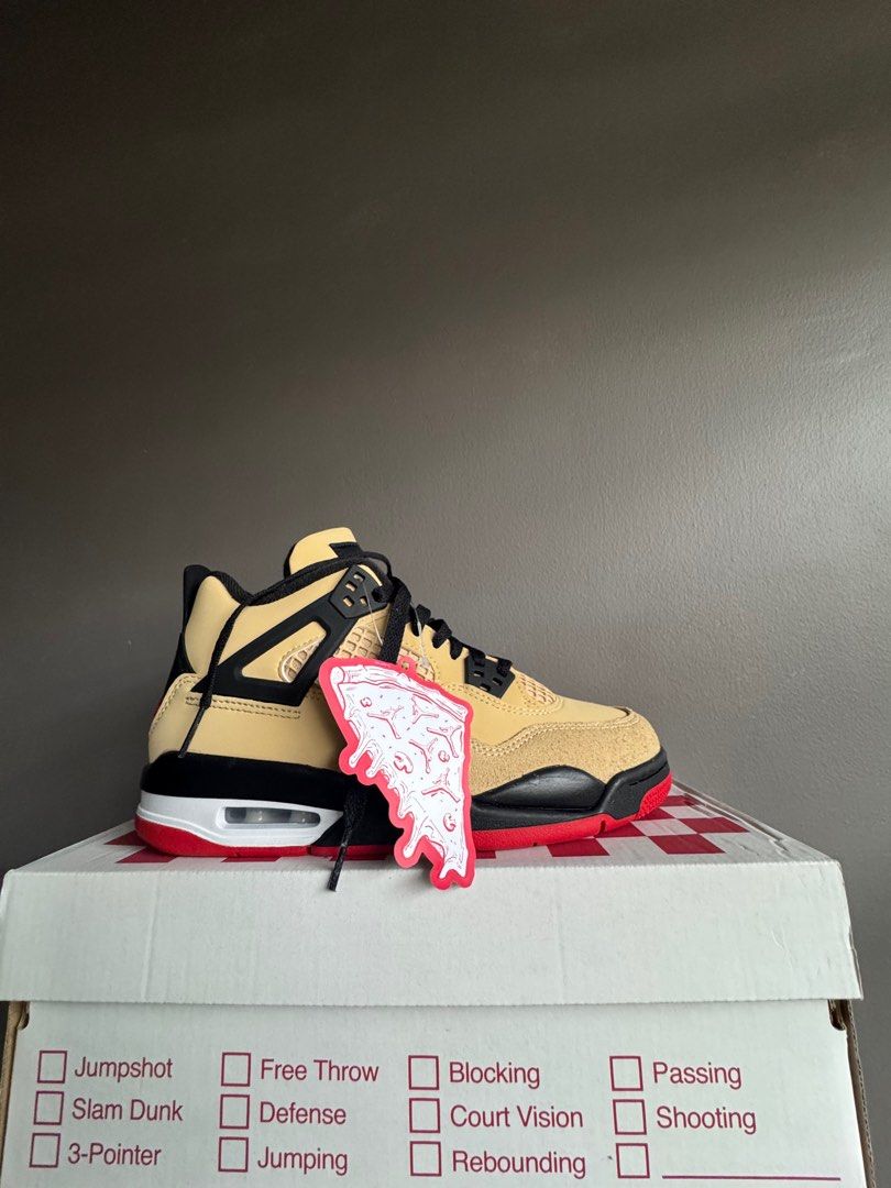 Air Jordan 4 Retro Limited Edition (Category: Sneakers) located in Quezon City. Submitted by coolmomma (Listing ID 1418617258, Image 1). Description: Air Jordan 4 Retro "Pizza" Limited edition Used twice still with Box PLEASE SEE EXACT SIZE ON LAST SLIDE Can fit Adult or Big Kids Delivery or Pick up .