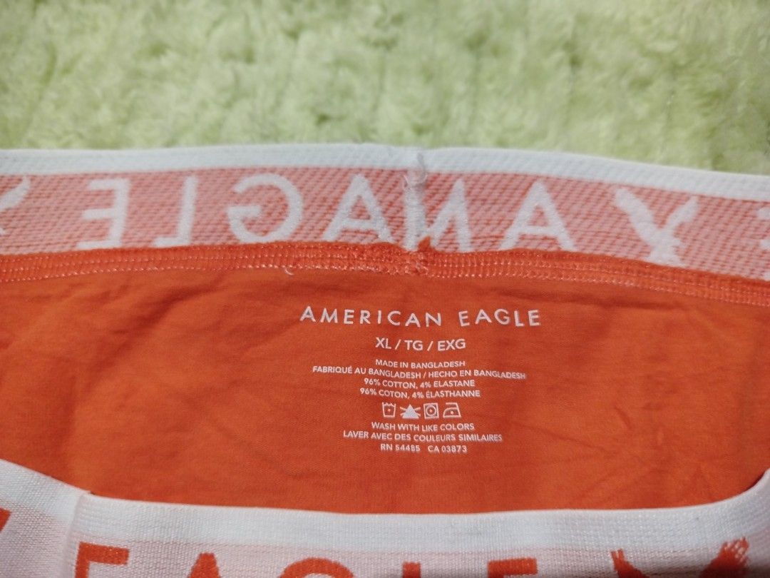 American Eagle XL Boxer brief (Category: Underwear) located in Santa Maria. Submitted by jetro89 (Listing ID 1418726413, Image 3). Description: 📌 Brand Authentic 📌Like New Condition 📌 Washed Ready to wear 📌 Color rate 9.5/10 📌 No Issue 📌 Color may vary due to lighting 📌 Add 50 pesos for Shipping fee more than 1 item free na shipping fee NOTE: all items are thrifted manage your expectations.