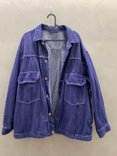 Beams ssz big denim drizzler jacket(售出）, 他的時尚, 外套、夾克
