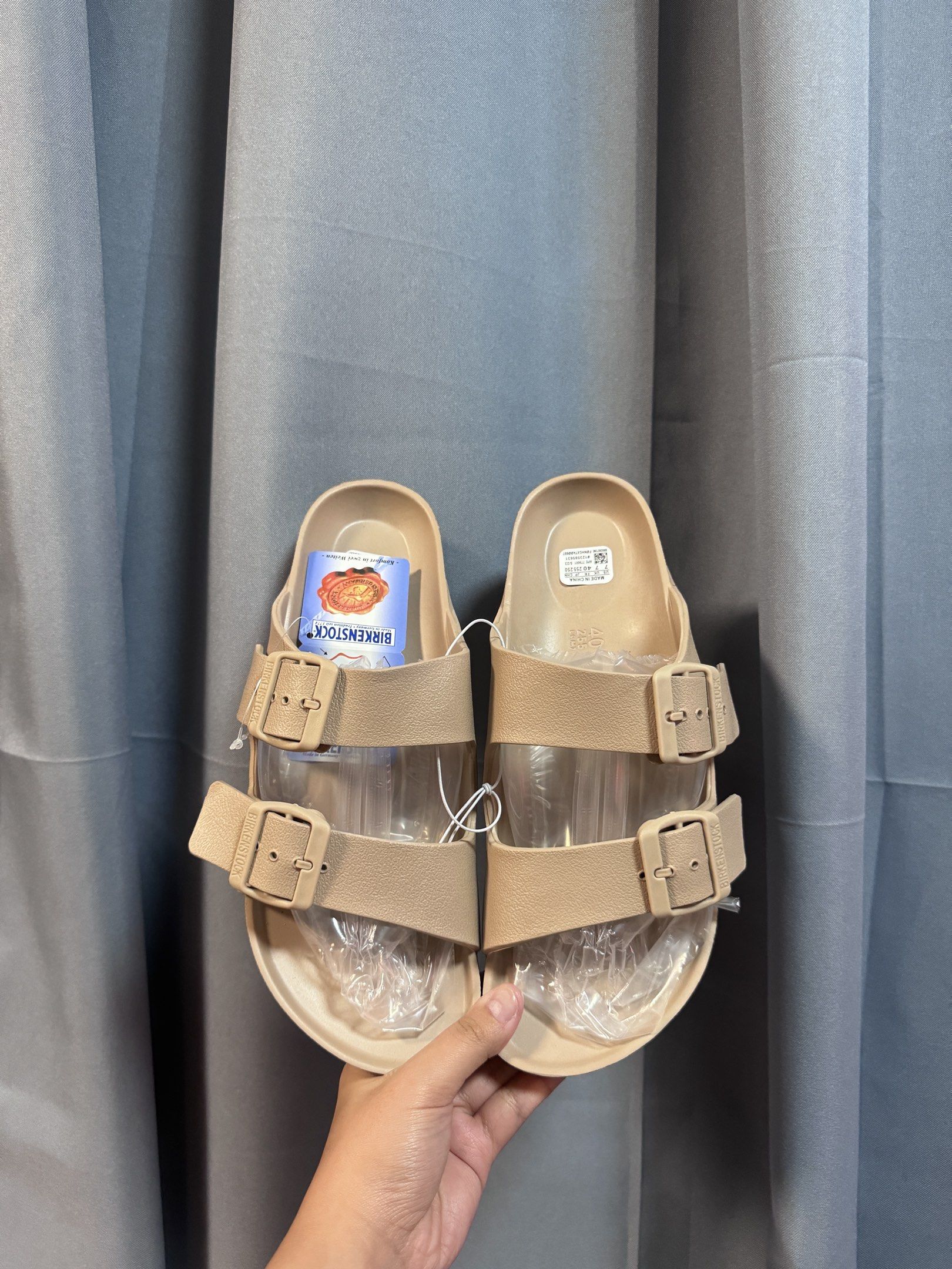 Birkenstock Arizona Sandals (Category: Flats & Sandals) located in Manila. Submitted by ayeechii (Listing ID 1418764993, Image 3). Description: - Brand new Birkenstock Arizona sandals - Available colors: White, Beige, Cream, Black, Pink - Features two adjustable straps - Unworn, with tags attached - Comes in packaging available onhand brandnew birkenstock premium top grade quality complete package comes with tags, box, and paper bag available in 