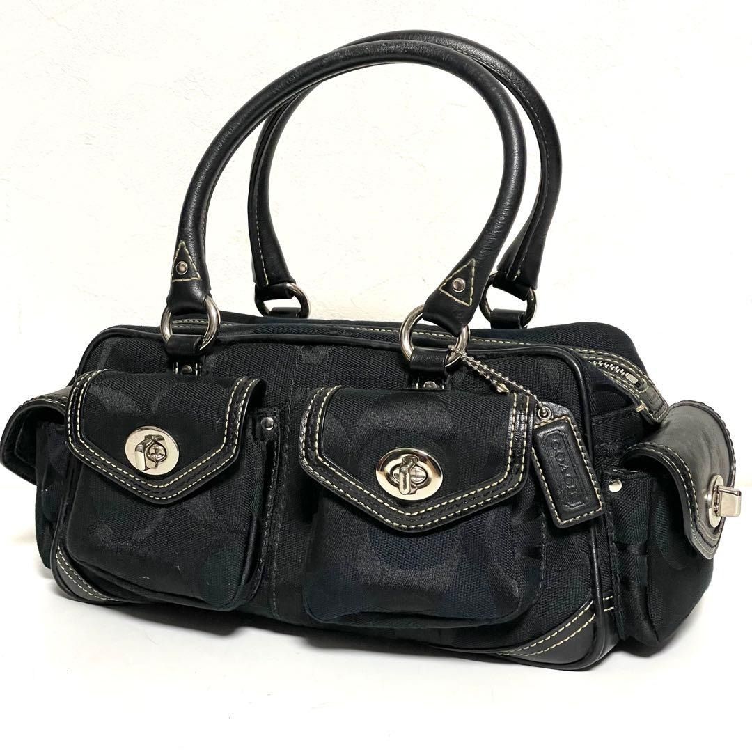 Coach Legacy Mini Boston Bag Canvas Leather Turnlock Black 