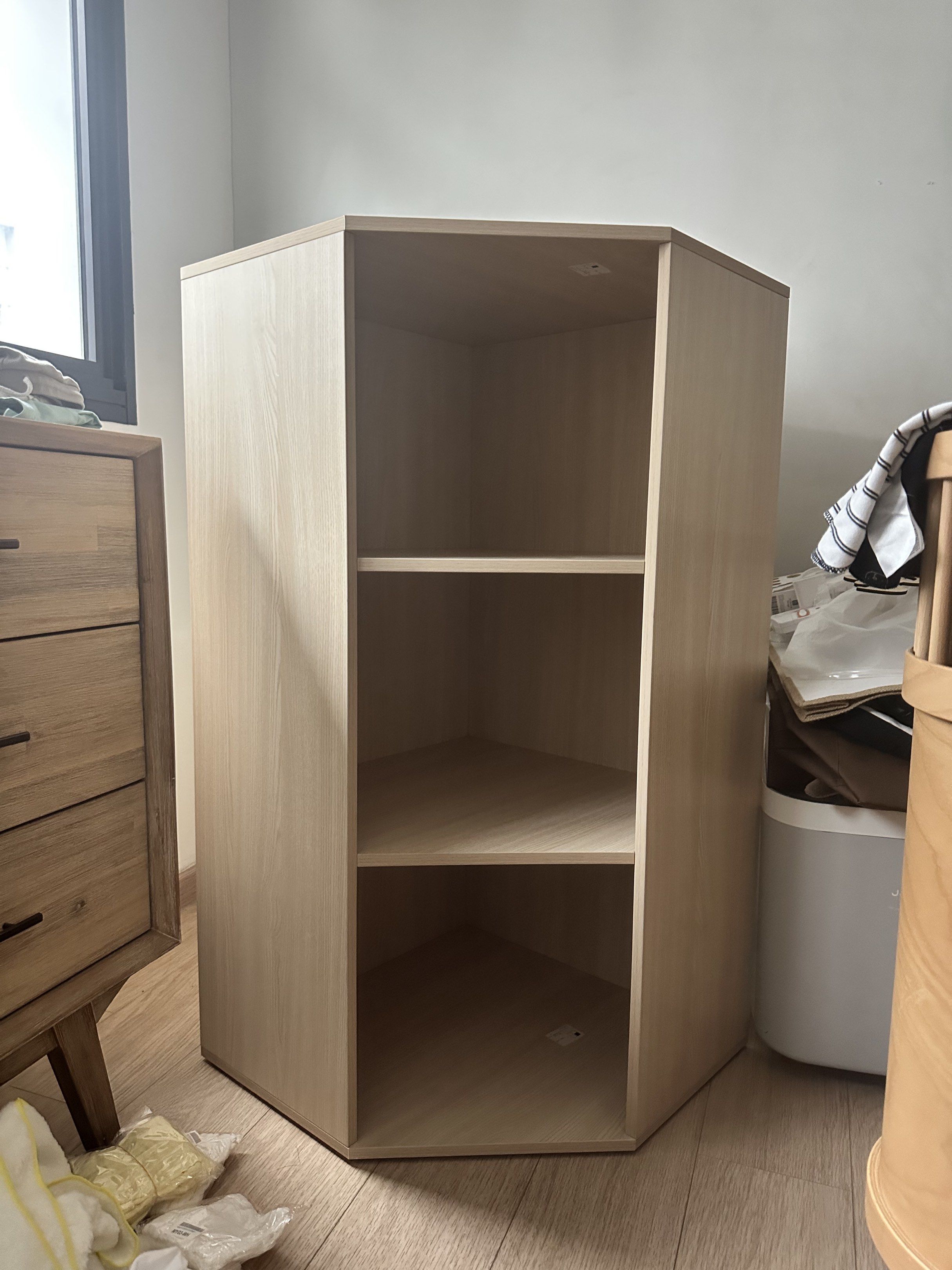 Corner Shelf Unit - Light Wood Finish, Furniture & Home Living