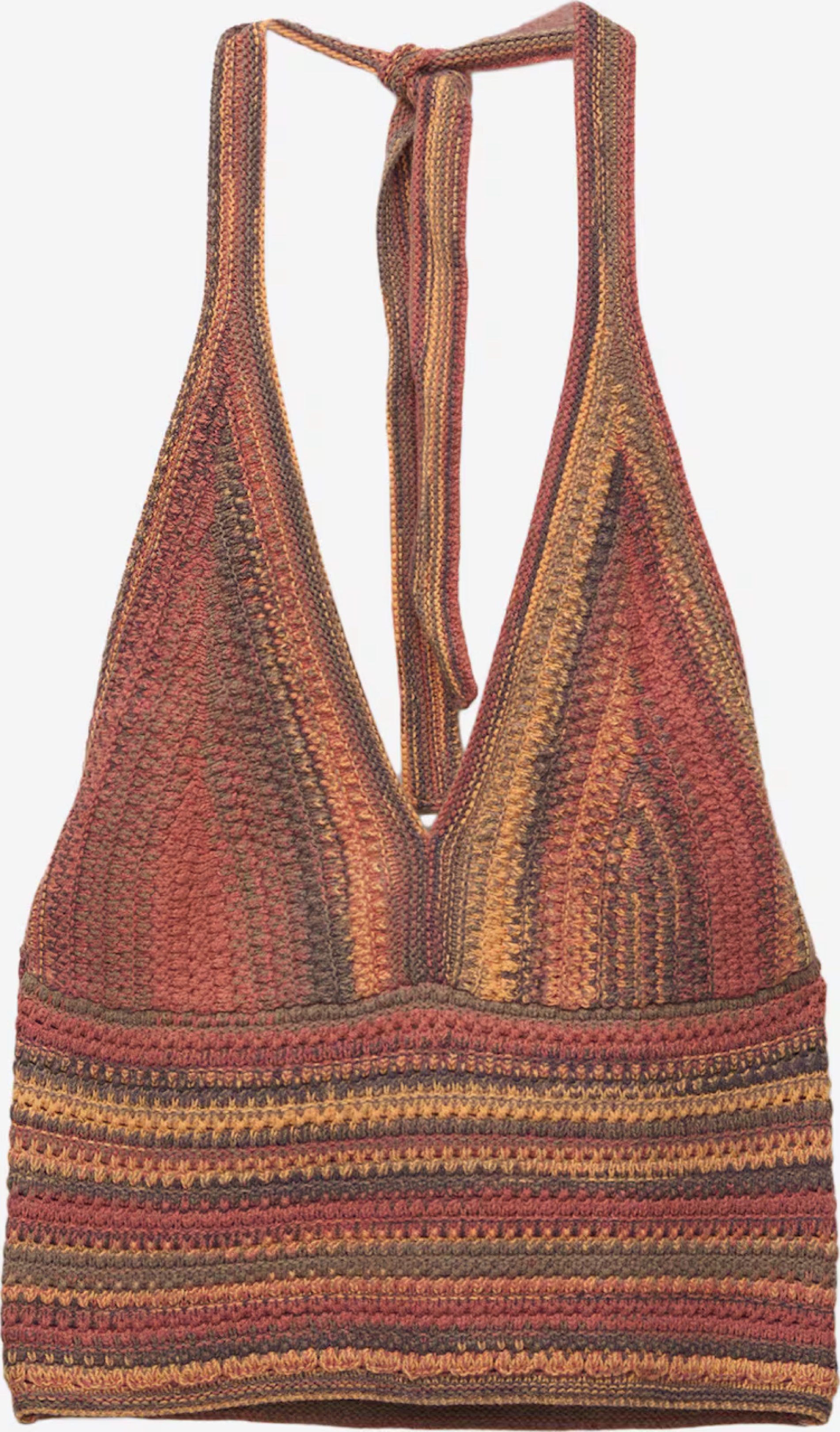 Crochet Halter Top (Category: Sleeveless) located in Davao. Submitted by declutterstuff01 (Listing ID 1418722527, Image 2). Description: - like new used once -Crochet halter top - V-neck design - Tie-back closure - Flattering fit - Warm color palette - Ideal for casual or beach outfits - Stylish and comfortable.