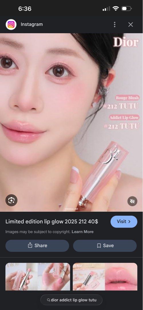 Dior Addict Lip Glow 212 Tutu (Category: Makeup) located in Bacoor. Submitted by preloveditemsxox (Listing ID 1418696769, Image 3). Description: LIP GLOW IN TUTU LIMITED EDITION LIKE NEW SWATCH ONLY .