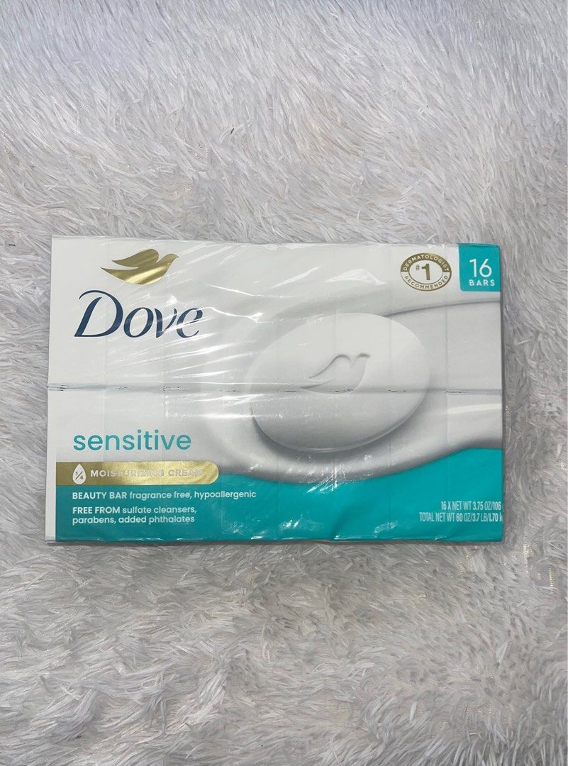DOVE SENSITIVE BEAUTY BAR SOAP 106g (Category: Bath) located in Pasig City. Submitted by cozyclurb (Listing ID 1418717447, Image 1). Description: IMPORT FROM THE US 16 BARS.