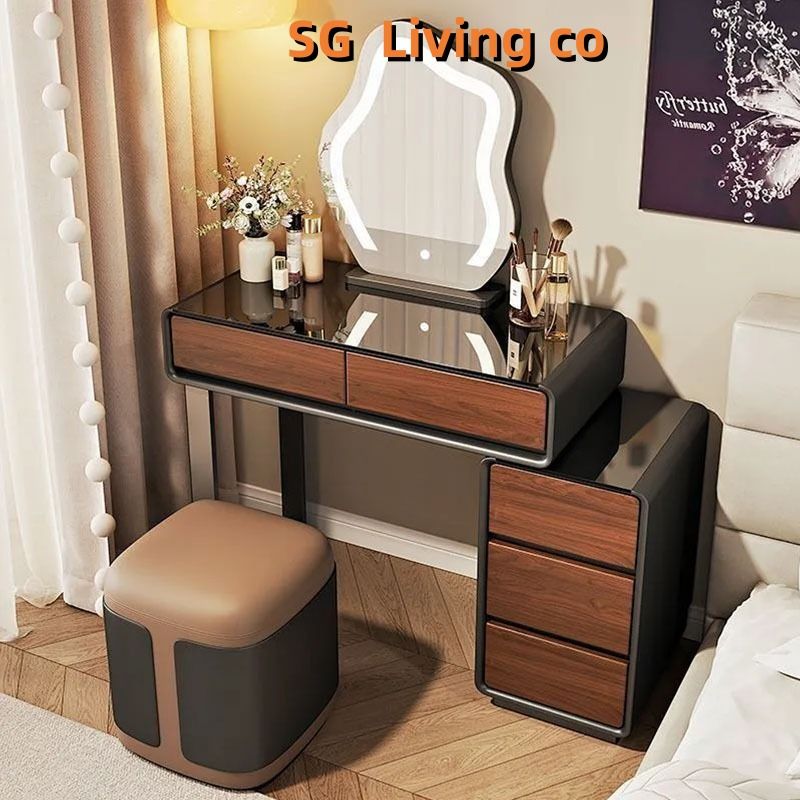 Dressing Table set Glass bedroom dressing table Bedside table ...