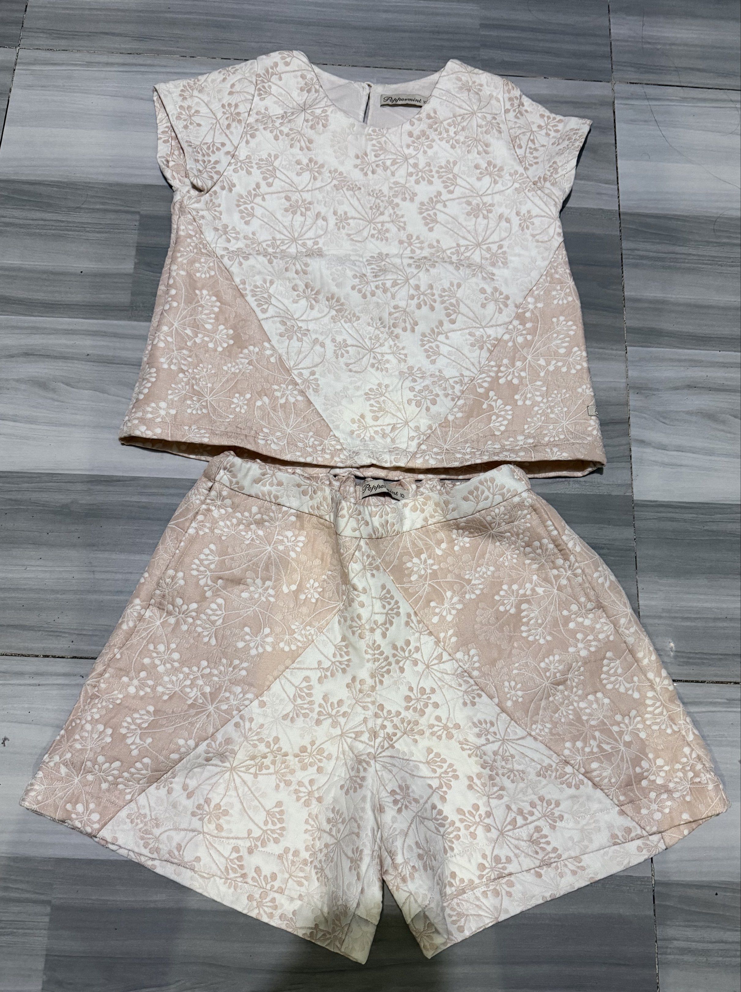 Floral Print Top and Shorts Set (Category: Babies & Kids Fashion) located in Manila. Submitted by mgfreya (Listing ID 1418708635, Image 1). Description: - Floral top and shorts set - Short-sleeved top with round neckline - Shorts with elastic waistband - Lightweight fabric - Neutral color palette - Ideal for warm weather.