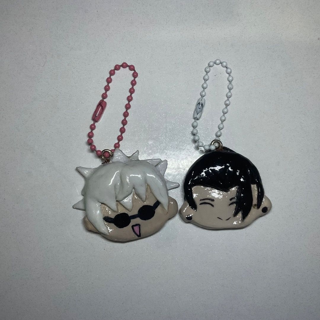 Gojo and Geto Keychain (Category: Handmade Craft) located in San Pedro. Submitted by dewyie (Listing ID 1418688554, Image 2). Description: handmade by me :) made out of clay 180 for both please note the color difference due to lightings, and manage expectations as these are handmade. .