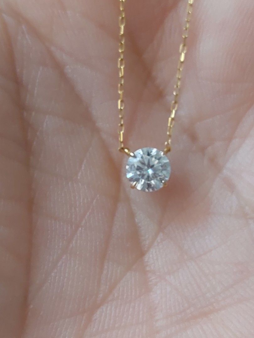 Gold Necklace with Moissanite Stone (Category: Necklaces) located in Malabon City. Submitted by skymadison19 (Listing ID 1418687196, Image 1). Description: - adjustable 16-18 inches -18kGold necklace with stone pendant. - Weighs 0.77 grams. - Features a delicate, multi-chain design. - Includes a small clasp..