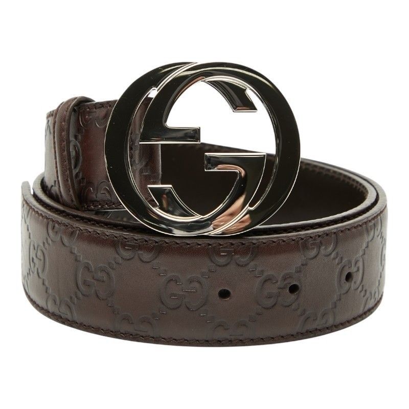 Gucci Interlocking G buckle belt in dark (Category: Luxury Accessories) located in Sariaya. Submitted by fashionistaandglamourozafh (Listing ID 1418769177, Image 1). Description: Gucci Interlocking G buckle belt in dark brown Guccissima leather with silver-tone hardware. Taxes And International Shipping Included Hassle Free! .