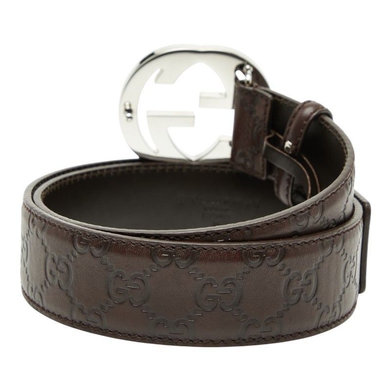 Gucci Interlocking G buckle belt in dark (Category: Luxury Accessories) located in Sariaya. Submitted by fashionistaandglamourozafh (Listing ID 1418769177, Image 3). Description: Gucci Interlocking G buckle belt in dark brown Guccissima leather with silver-tone hardware. Taxes And International Shipping Included Hassle Free! .
