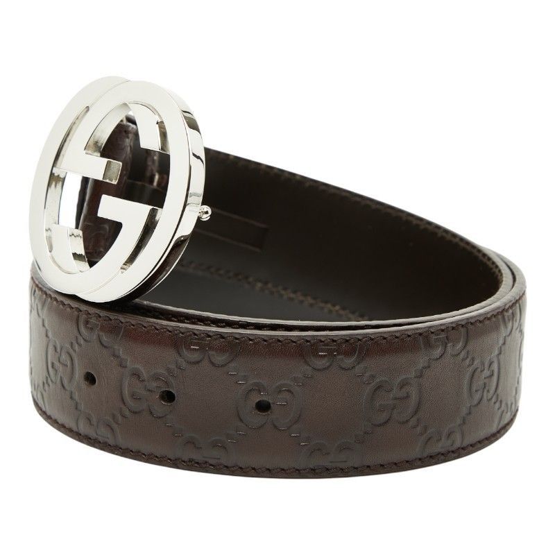 Gucci Interlocking G buckle belt in dark (Category: Luxury Accessories) located in Sariaya. Submitted by fashionistaandglamourozafh (Listing ID 1418769177, Image 2). Description: Gucci Interlocking G buckle belt in dark brown Guccissima leather with silver-tone hardware. Taxes And International Shipping Included Hassle Free! .