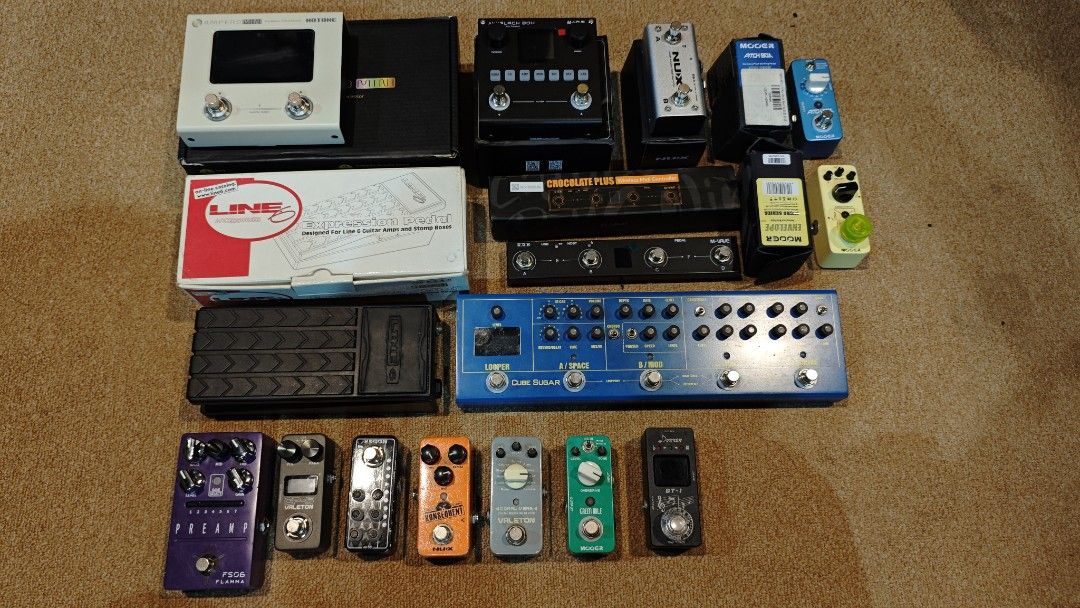 Guitar Effects for Sale (Category: Musical Instruments) located in Quezon City. Submitted by johnybuddy (Listing ID 1418671420, Image 1). Description: All for Sale!! Hotone Ampero Mini - 10,000.00 M-Vave AnnBlack Box - 2,000.00 Nux NMP-2 Dual Foot Switch - 1,500.00 Mooer Pitch Box - 2,000.00 Line 6 Expression Pedal - 2,000.00 Cube Sugar Multi Effects - 3,500.00 M-Vave Chocolate Plus - 1,200.00 Mooer Envelope - 2,000.00 Flamma FS06 Preamp - 2,500.