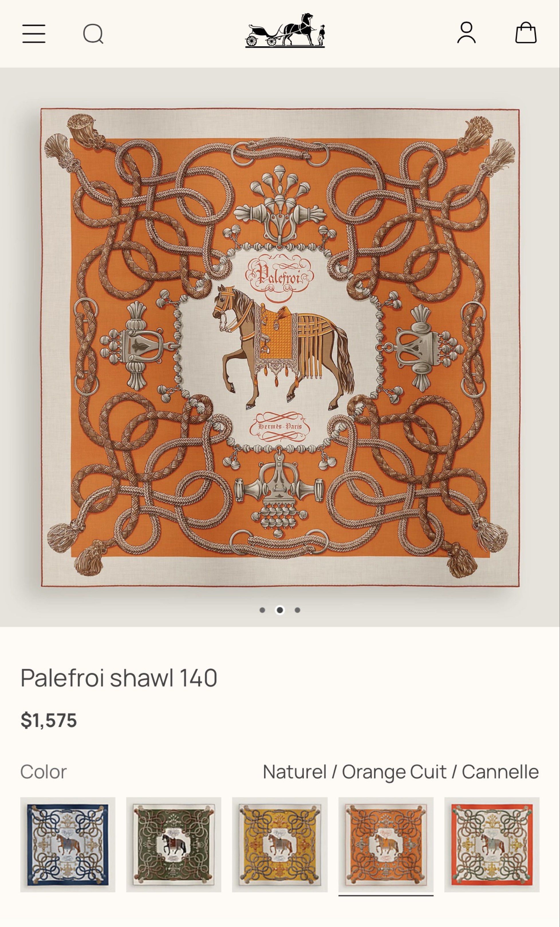 ⚜️Hermes Palefroi 140 Scarf | Shawl (Category: Luxury Accessories) located in Makati City. Submitted by 90sangel (Listing ID 1417425780, Image 2). Description: •Item: Palefroi shawl 140 2 last stocks available! •Size: 136 x 135 cm | As this shawl is hand-rolled, the dimensions indicated may vary. •Condition: Gently Used, Good as New! *Shawl in cashmere and silk with hand-rolled edges (70% cashmere, 30% silk). Crafted to perfection, this supple, l