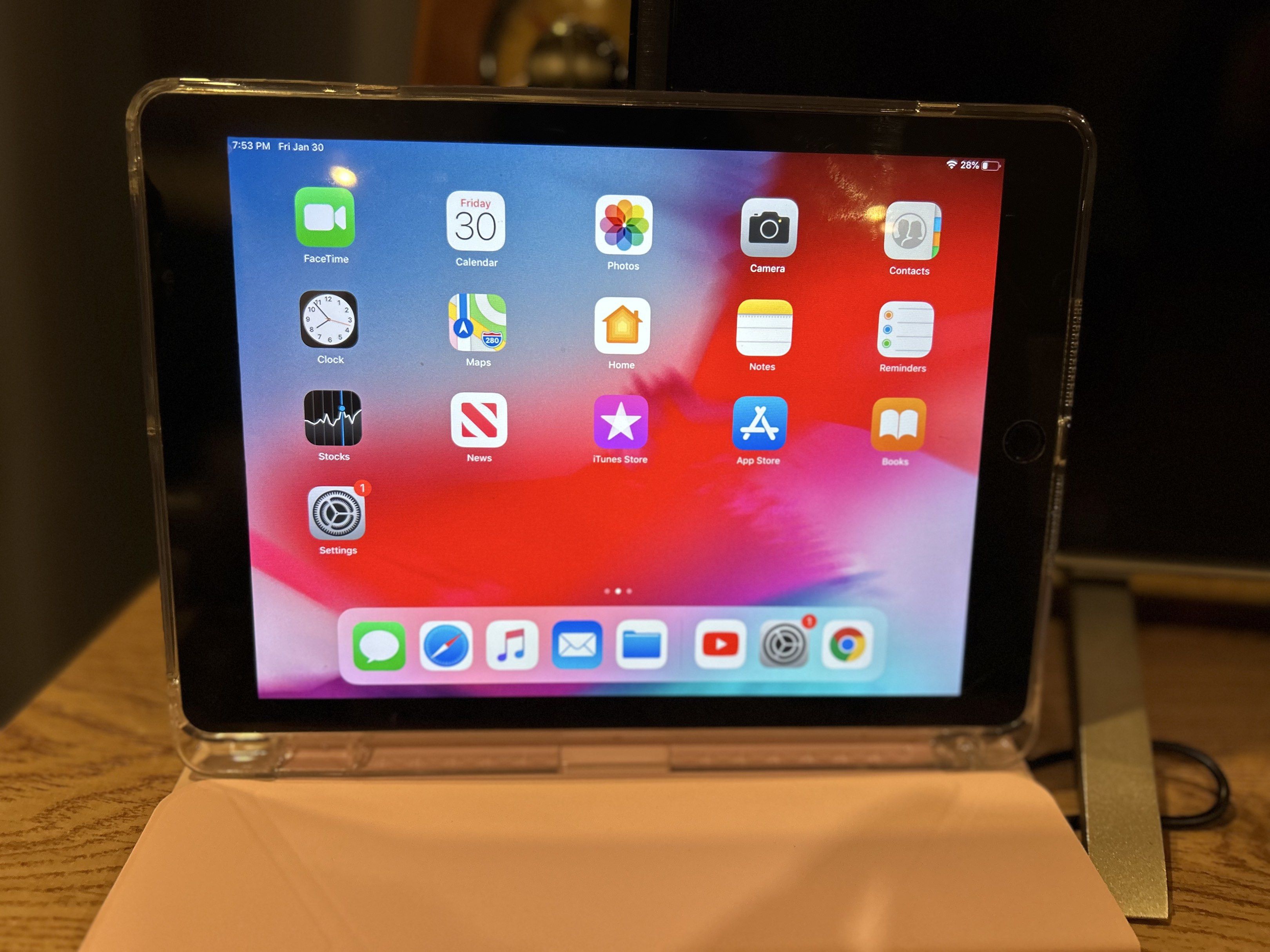 Ipad - 6th Generation (Category: iPad) located in Quezon City. Submitted by clearshelf (Listing ID 1418709253, Image 1). Description: Apple Ipad - 6th generation Version 12.3.1 No box With original adaptor, wire though is baseus With pink casing.