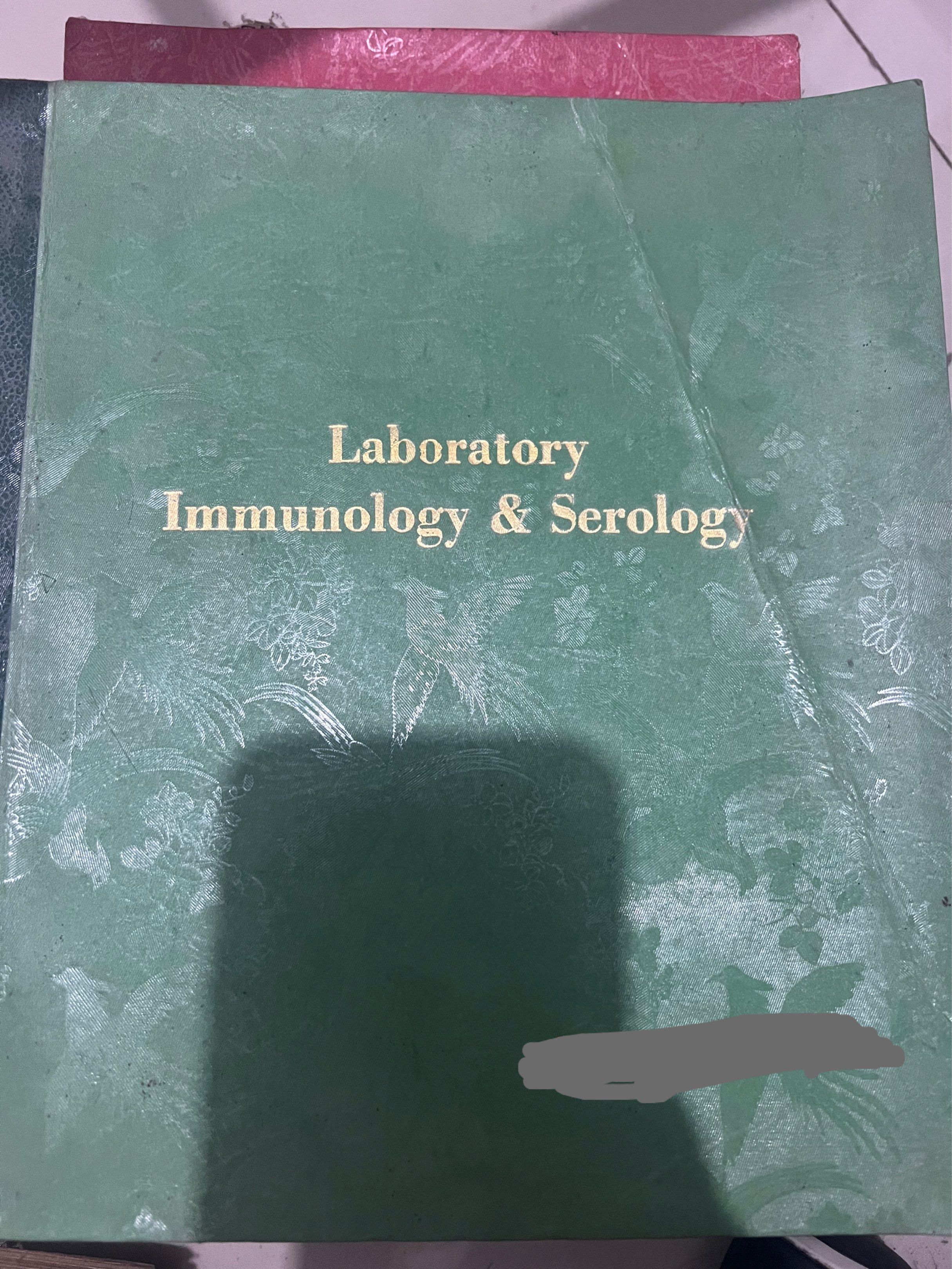 Laboratory Immunology & Serology Textbook (Category: Textbooks) located in Cavite. Submitted by everie (Listing ID 1418595760, Image 1). Description: - Textbook: Laboratory Immunology & Serology - Cover: Green with gold lettering and decorative pattern - Ideal for: Medical or laboratory science courses.
